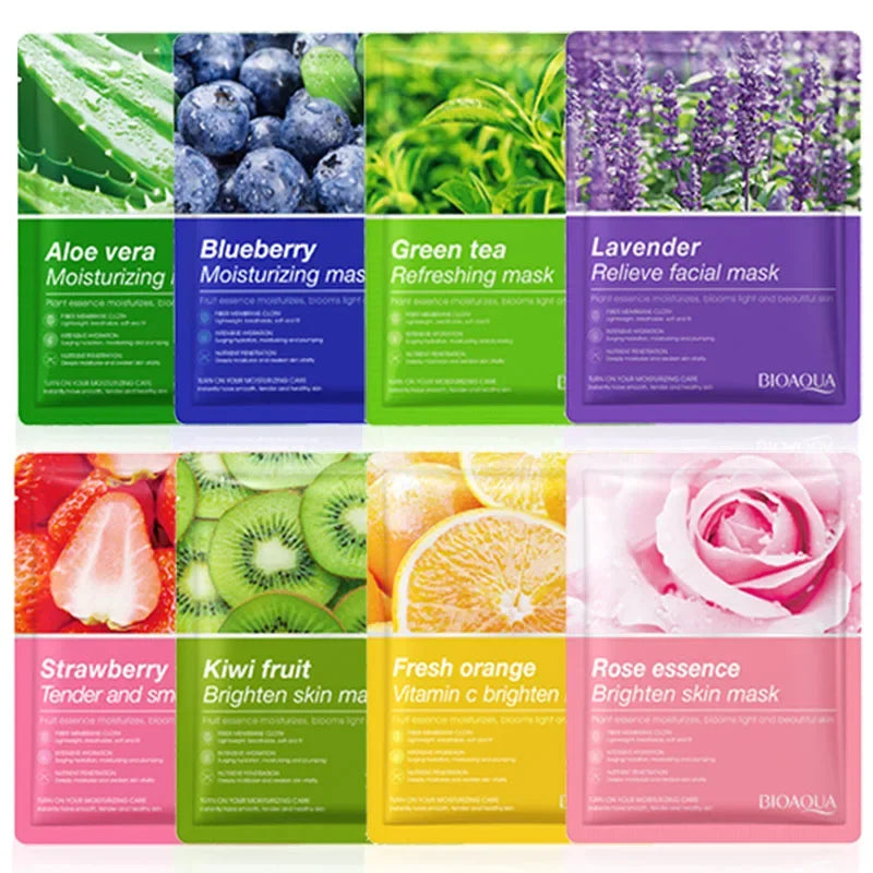Masques Visage Hydratants Naturels SADOER – Lot de 8 Masques Fruits & Plantes