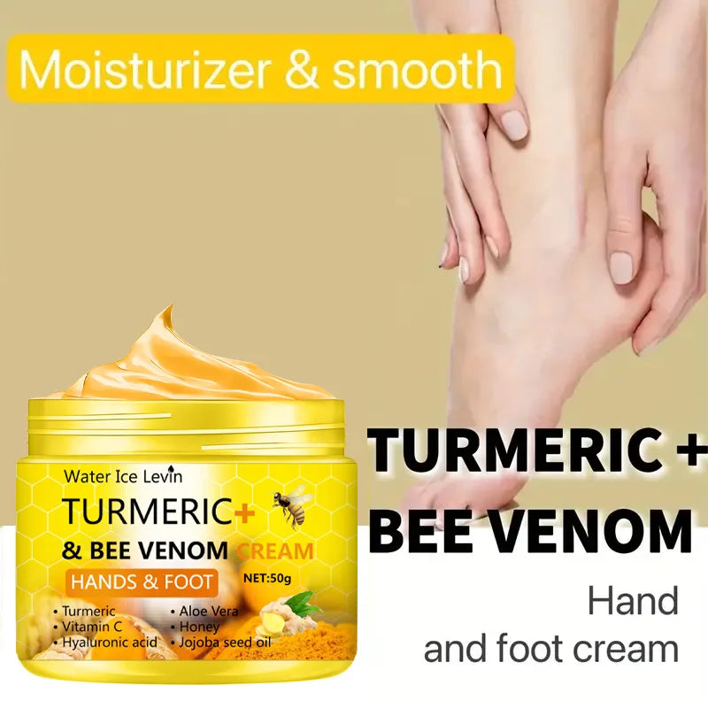Crème Curcuma & Bee Venom pour Mains et Pieds – Hydratation Intense & Réparation Peau Sèche