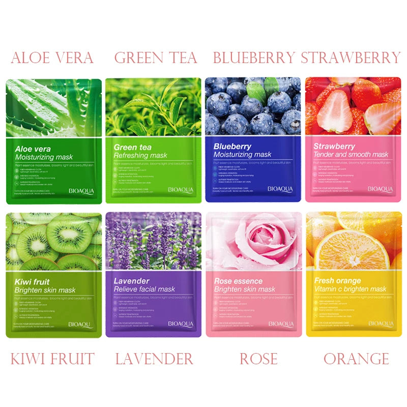 Masques Visage Hydratants Naturels SADOER – Lot de 8 Masques Fruits & Plantes