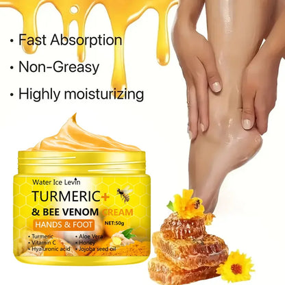 Crème Curcuma & Bee Venom pour Mains et Pieds – Hydratation Intense & Réparation Peau Sèche