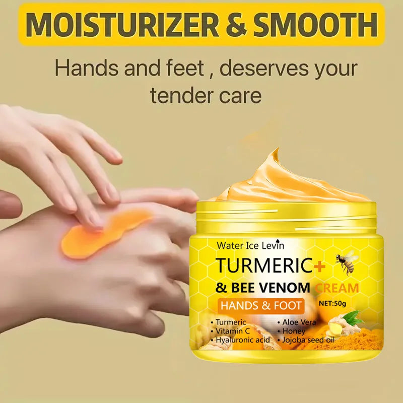 Crème Curcuma & Bee Venom pour Mains et Pieds – Hydratation Intense & Réparation Peau Sèche