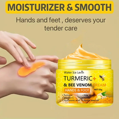 Crème Curcuma & Bee Venom pour Mains et Pieds – Hydratation Intense & Réparation Peau Sèche