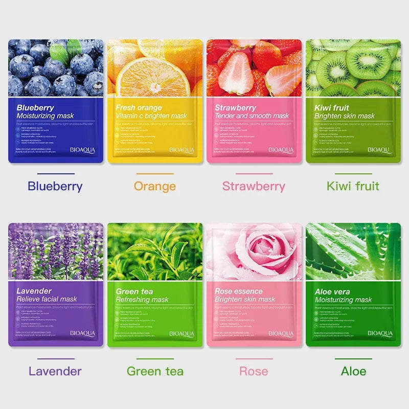 Masques Visage Hydratants Naturels SADOER – Lot de 8 Masques Fruits & Plantes